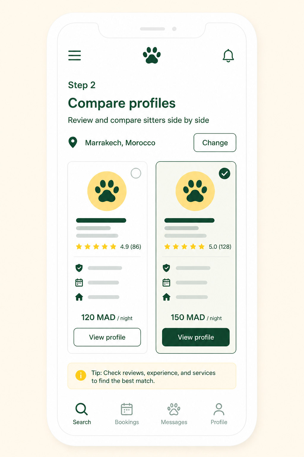 Compare profiles